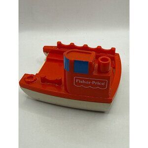 Vintage Fisher Price People Flip Track Red Ferry Boat Mattel